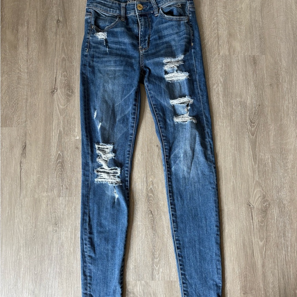 American Eagle Outfitters Ripped Blue Skinny Jeans
